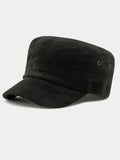 Casual Vintage Style Suede Army Caps