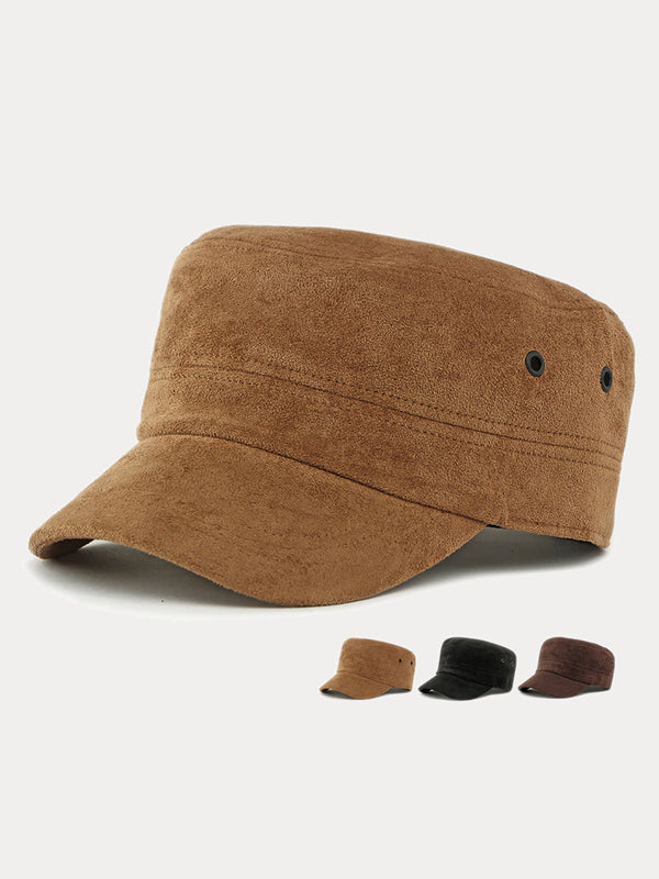 Casual Vintage Style Suede Army Caps