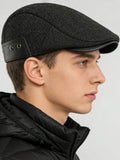 Outdoor Herringbone Ear Protection Warm Flat Cap