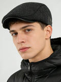 Outdoor Herringbone Ear Protection Warm Flat Cap