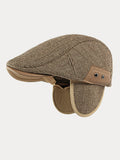 Outdoor Herringbone Ear Protection Warm Flat Cap