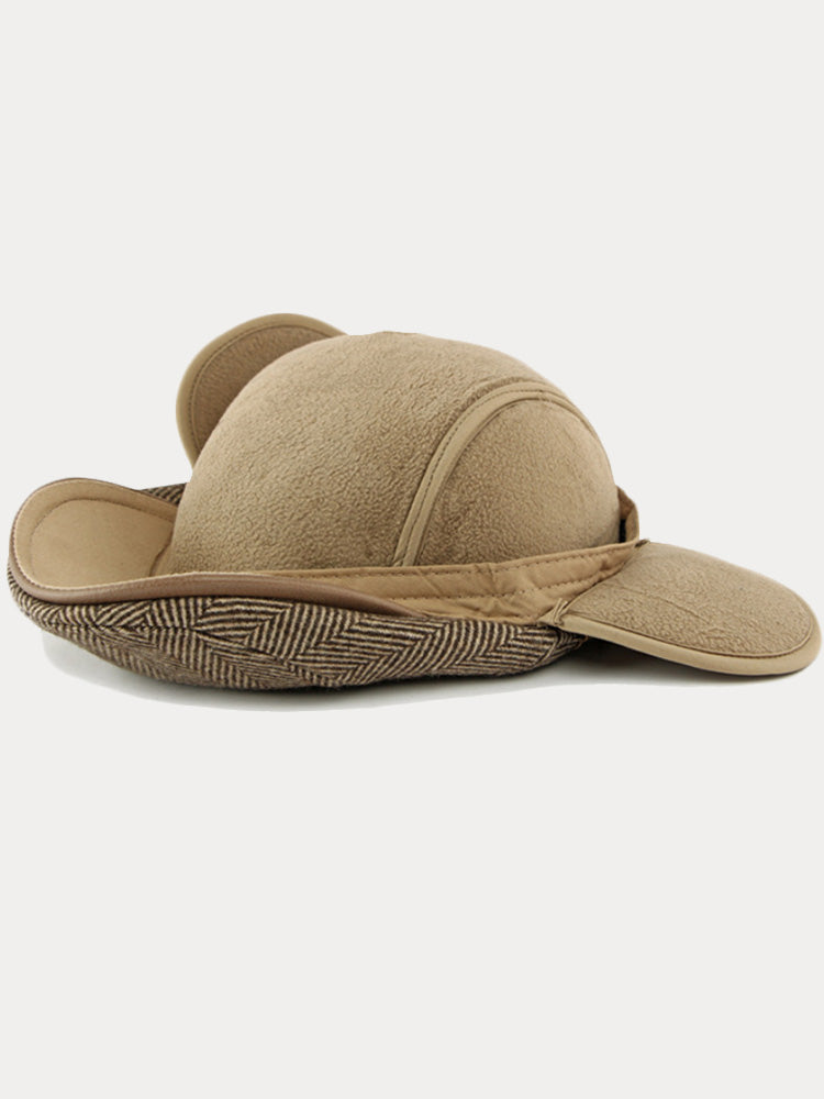 Outdoor Herringbone Ear Protection Warm Flat Cap – COOFANDY