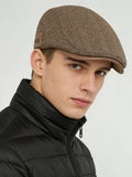 Outdoor Herringbone Ear Protection Warm Flat Cap