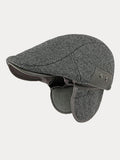 Outdoor Herringbone Ear Protection Warm Flat Cap