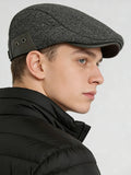 Outdoor Herringbone Ear Protection Warm Flat Cap