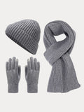 Color Matching Gloves Beanie Scarf 3 In 1 Set