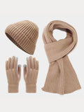 Color Matching Gloves Beanie Scarf 3 In 1 Set