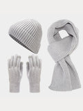 Color Matching Gloves Beanie Scarf 3 In 1 Set