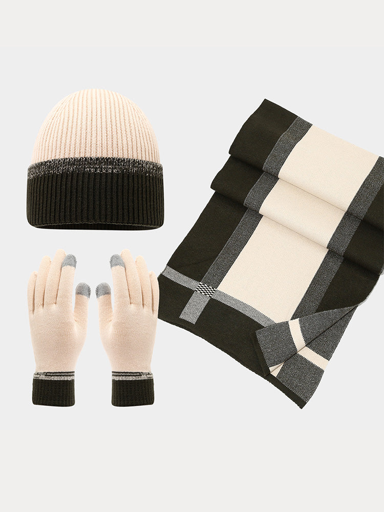 Winter 3-in-1 Beanie Scarf Glove Set, Wool Blend, Touchscreen Compatible Winter Beanie Scarf Gloves Set, Satin Lined Touchscreen  main image 2