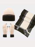 3-in-1 Winter Beanie Hat Scarf Gloves Set