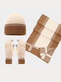 3-in-1 Winter Beanie Hat Scarf Gloves Set