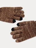 Two-Tone Knit Gloves Beanie Scarf 3-in-1 Set