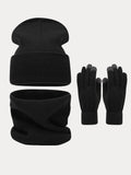 Ultra-Soft Knit Beanie Gloves Neck Warmer 3-in-1 Set