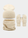 Ultra-Soft Knit Beanie Gloves Neck Warmer 3-in-1 Set
