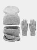 Ultra-Soft Knit Beanie Gloves Neck Warmer 3-in-1 Set