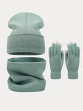 Ultra-Soft Knit Beanie Gloves Neck Warmer 3-in-1 Set