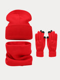 Ultra-Soft Knit Beanie Gloves Neck Warmer 3-in-1 Set