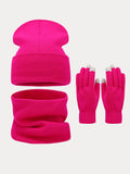 Ultra-Soft Knit Beanie Gloves Neck Warmer 3-in-1 Set
