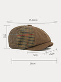 Retro Herringbone Patchwork Newsboy Cap