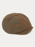 Retro Herringbone Patchwork Newsboy Cap