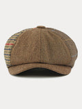 Retro Herringbone Patchwork Newsboy Cap