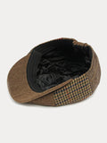 Retro Herringbone Patchwork Newsboy Cap