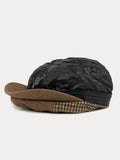 Retro Herringbone Patchwork Newsboy Cap