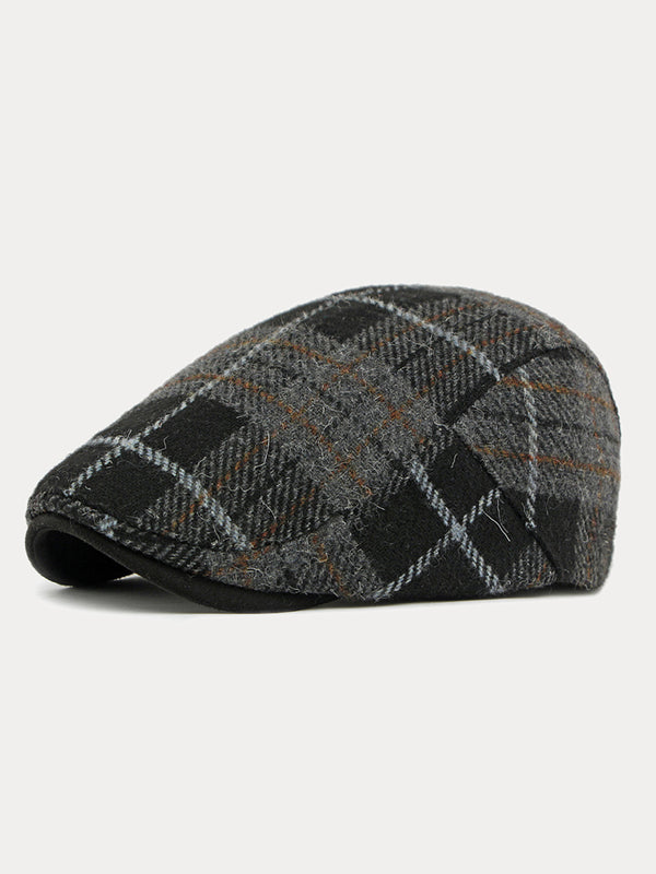 Vintage Plaid Tweed Beret Hat