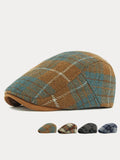 Vintage Plaid Tweed Beret Hat