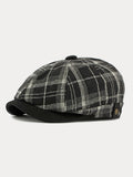 Vintage Plaid Warm Newsboy Cap