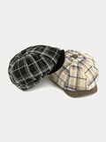 Vintage Plaid Warm Newsboy Cap