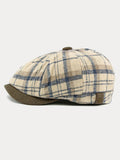 Vintage Plaid Warm Newsboy Cap