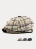 Vintage Plaid Warm Newsboy Cap