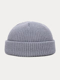 Versatile Simple Ribbed Knit Beanie Hat