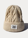 Stylish Warm Label Fleece Knit Beanie