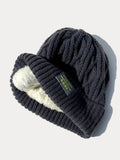 Stylish Warm Label Fleece Knit Beanie