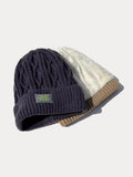 Stylish Warm Label Fleece Knit Beanie