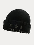 Street Retro Cross Ring Knit Beanie