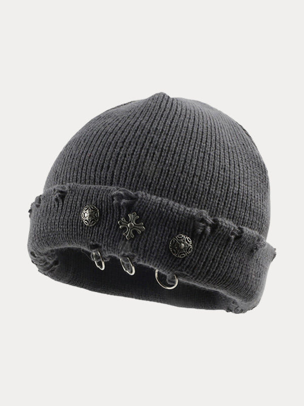 Street Retro Cross Ring Knit Beanie