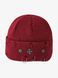 Street Retro Cross Ring Knit Beanie