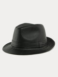 Vintage PU Leather Fedora Hat