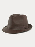 Vintage PU Leather Fedora Hat