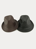 Vintage PU Leather Fedora Hat