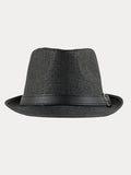 Stylish Buckled Leather Strap Fedora Hat