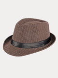 Classic Striped Wide Brim Fedora Hat