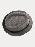 Classic Striped Wide Brim Fedora Hat
