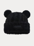 Fuzzy Bear Ears Knitted Beanie Hat