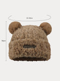 Fuzzy Bear Ears Knitted Beanie Hat