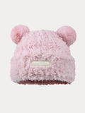 Fuzzy Bear Ears Knitted Beanie Hat