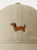Casual Embroidered Sausage Dog Cotton Baseball Cap